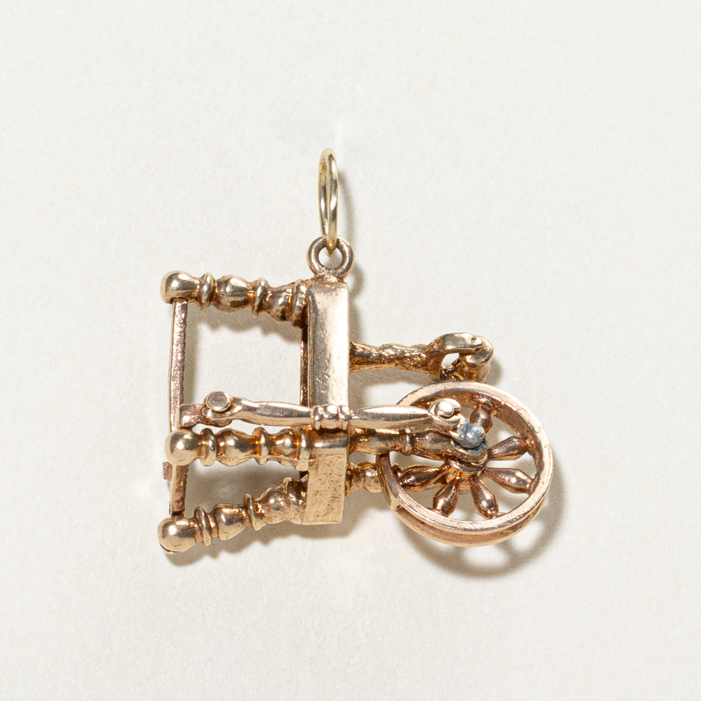 1972 Birmingham 9K Yellow Gold Spinning Wheel Charm