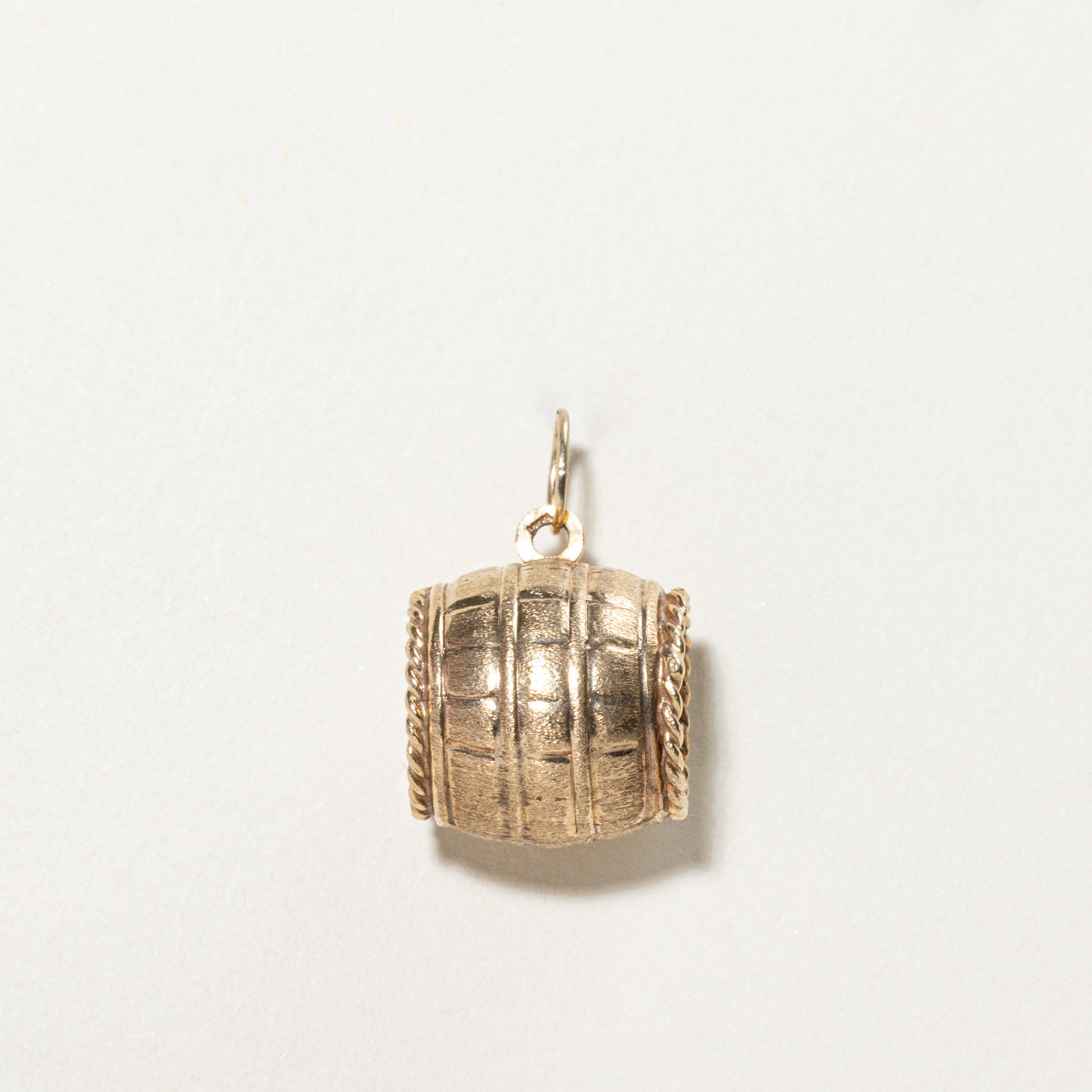 10K Yellow Gold Wooden Barrel Keg Charm