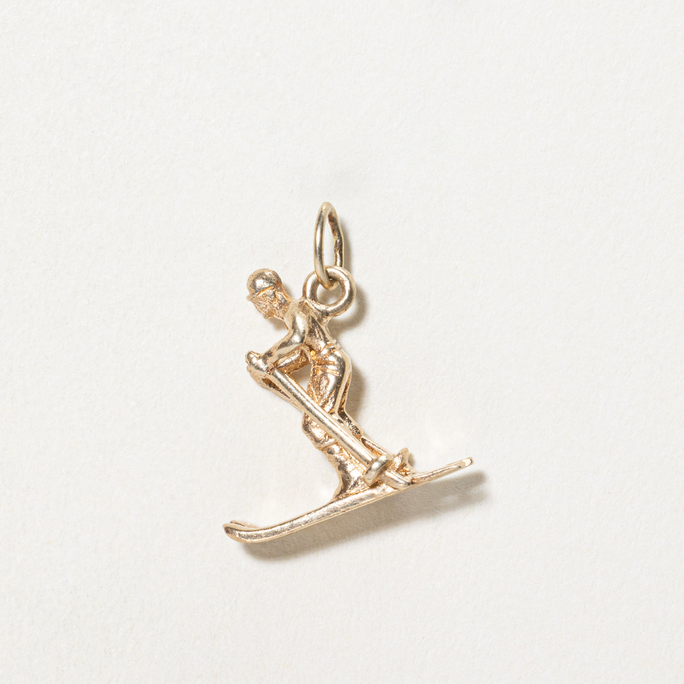 10K Yellow Gold Skiing Charm