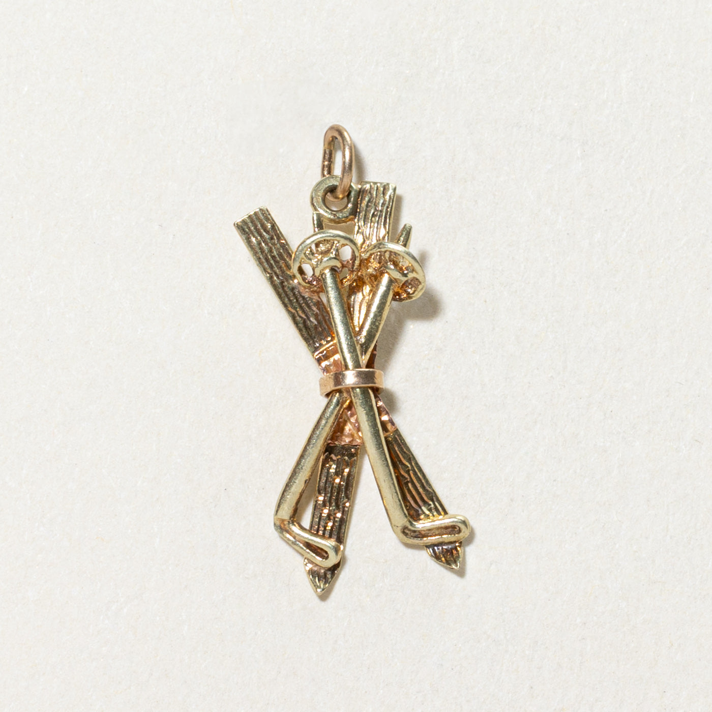 14K Yellow Gold Ski Set Charm
