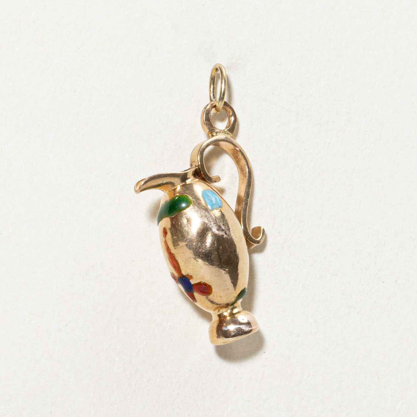 18K Yellow Gold Enamel Pitcher Charm
