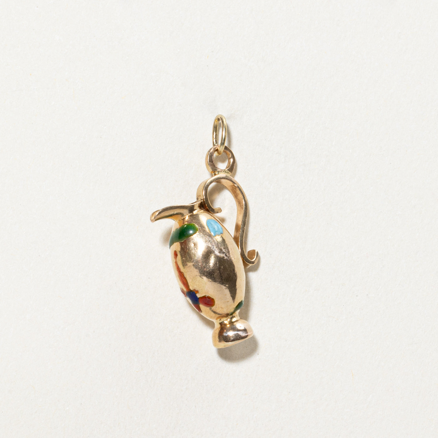 18K Yellow Gold Enamel Pitcher Charm