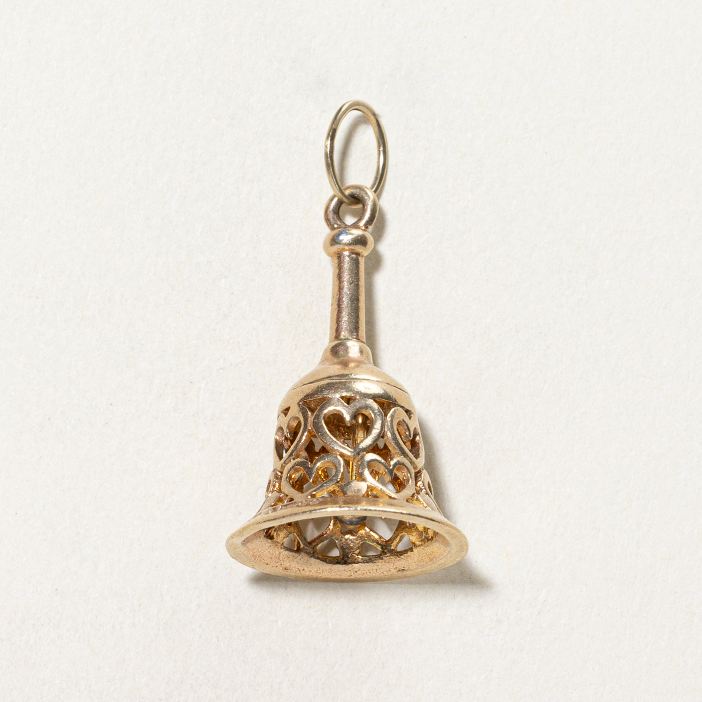 9K Yellow Gold Heart Bell Charm