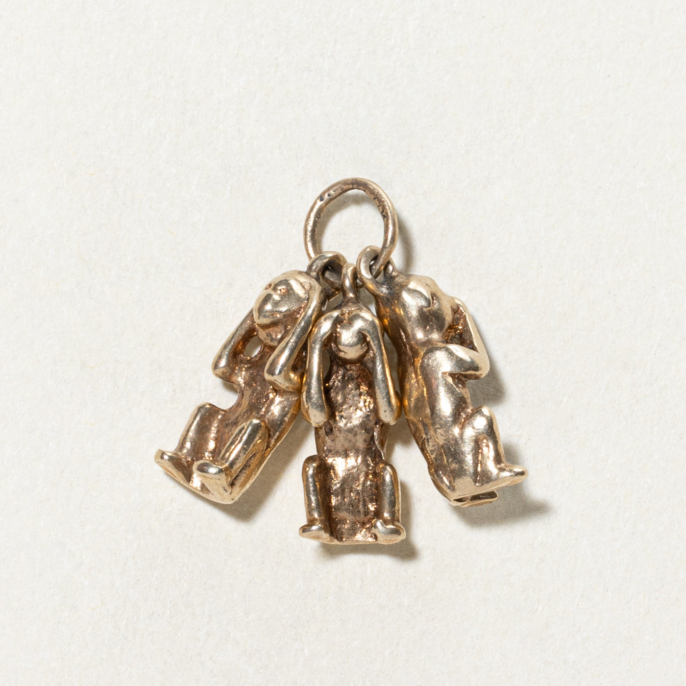 10K Yellow Gold Three Wise Monkeys Charm