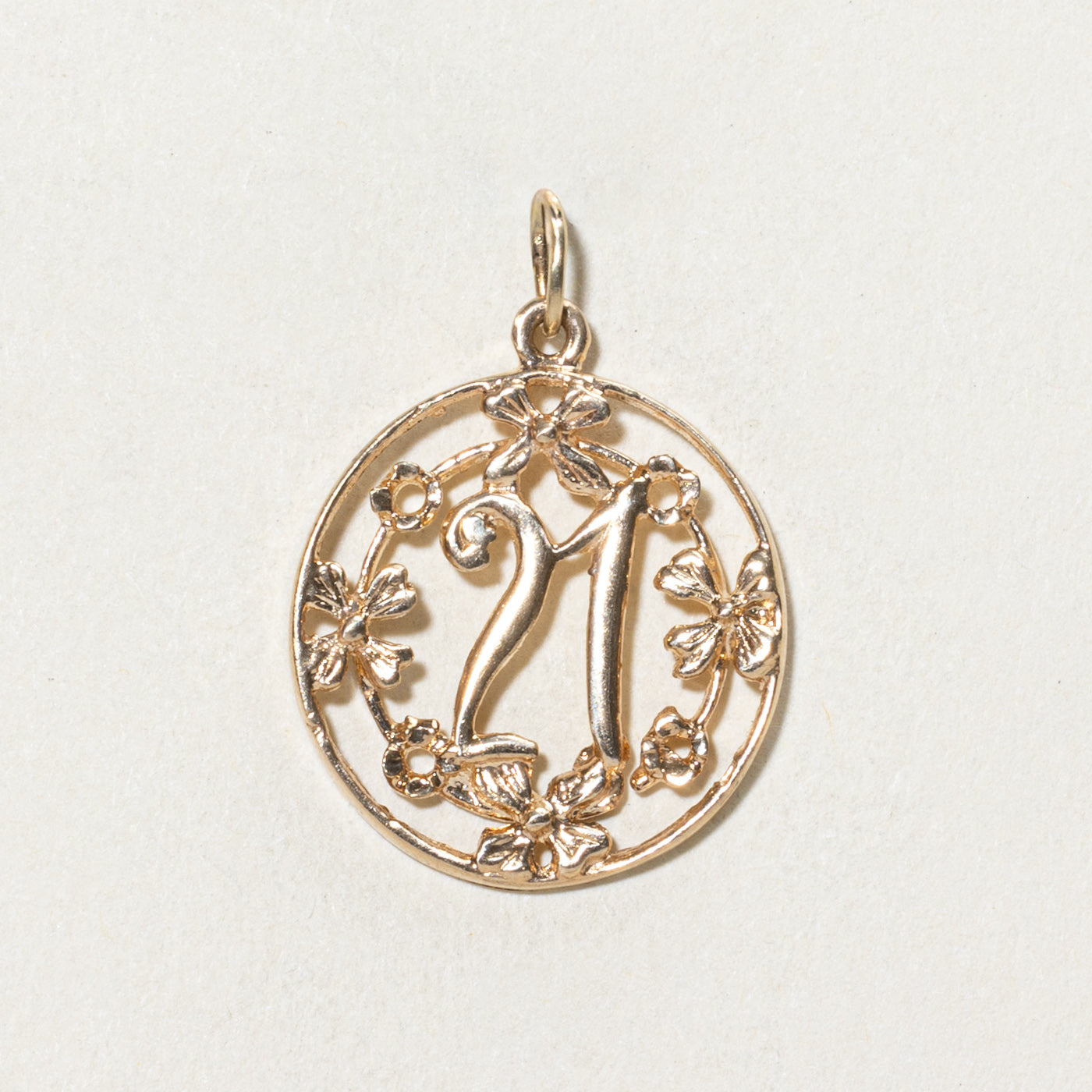 10K Yellow Gold '21' Wreath Charm