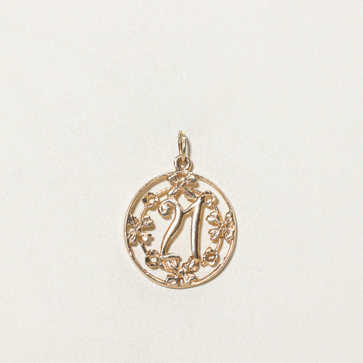 10K Yellow Gold '21' Wreath Charm