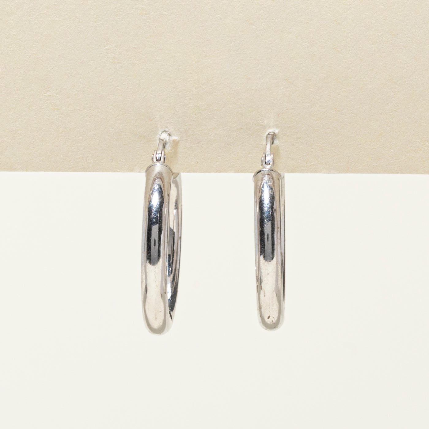 14k White Gold Plain Hoop Earrings