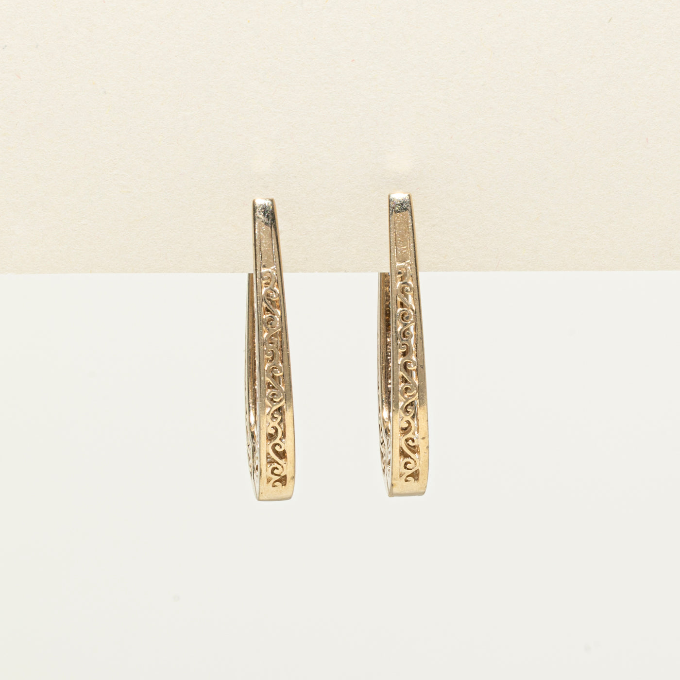 10k Diamond Scrollwork Hoop Earrings | 0.15ctw