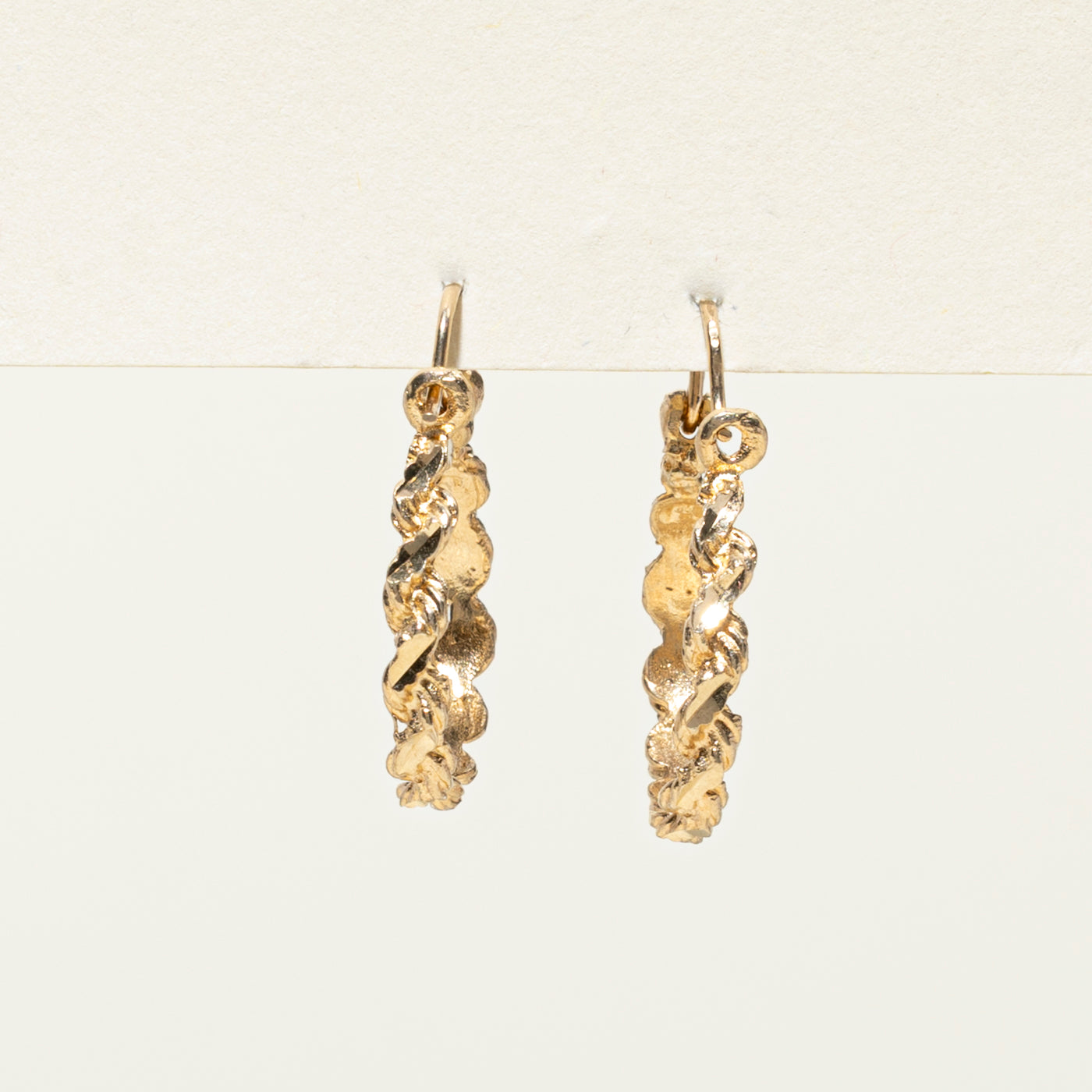 10k Yellow Gold Texture Rope Hoop Earrings