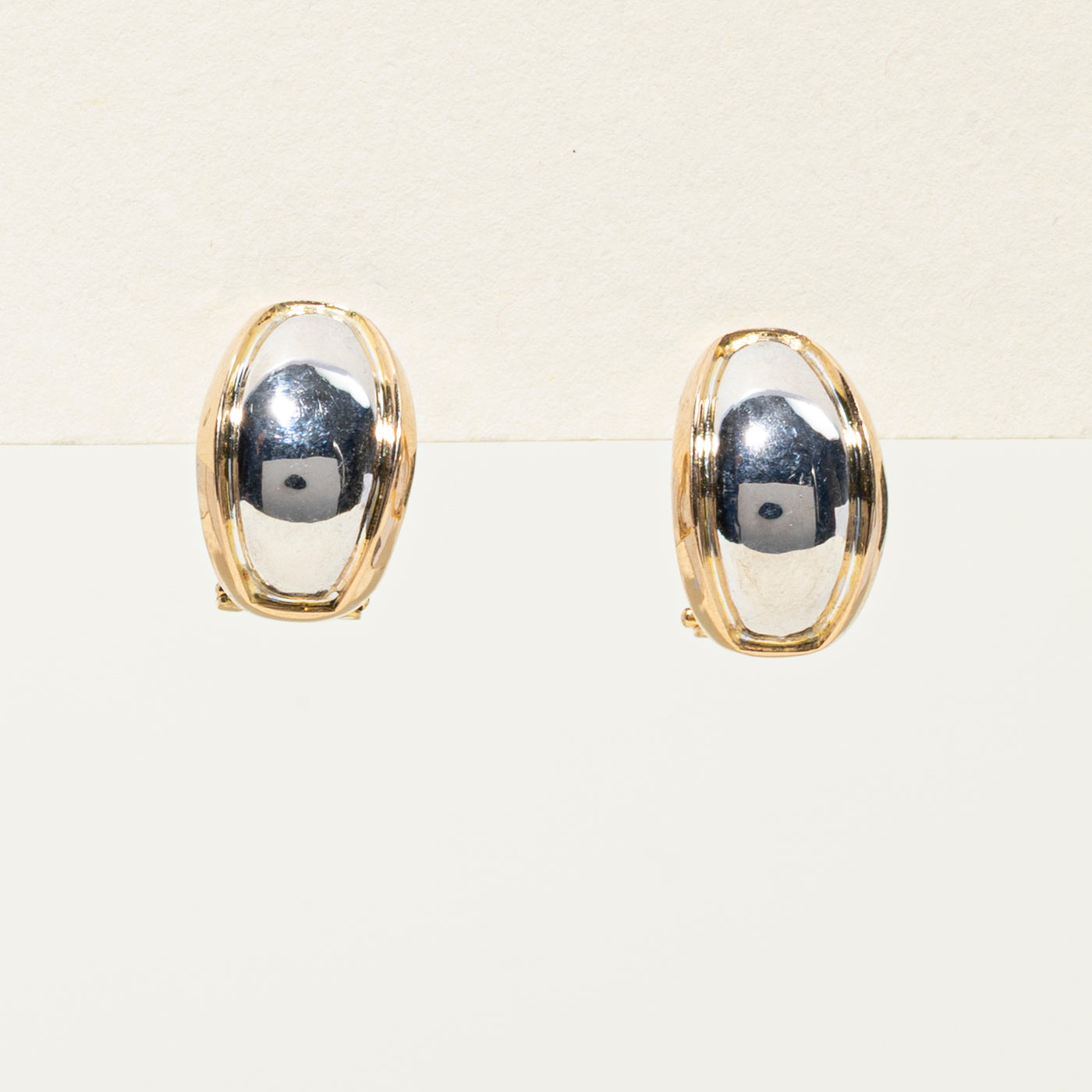 18k Two Tone Gold Chunky Stud Earrings