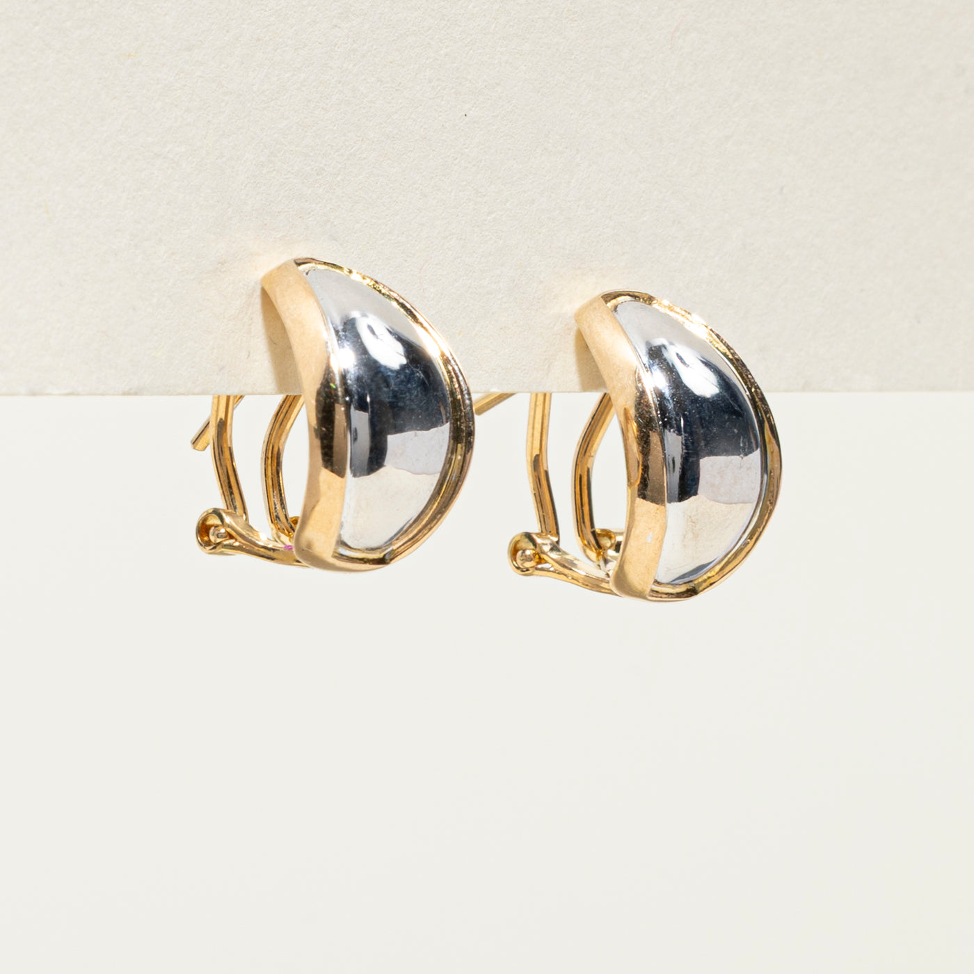 18k Two Tone Gold Chunky Stud Earrings