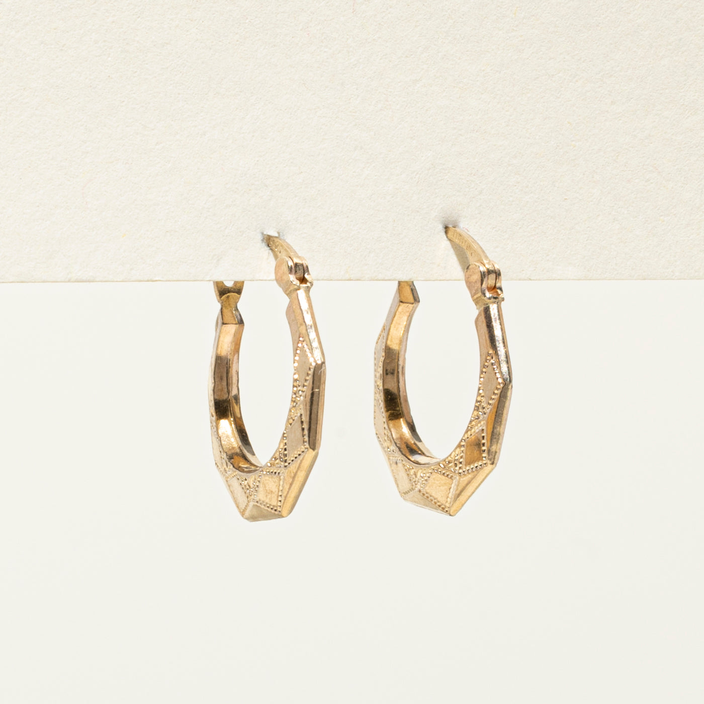 10k Yellow Gold Side Textured Hoop Earrings