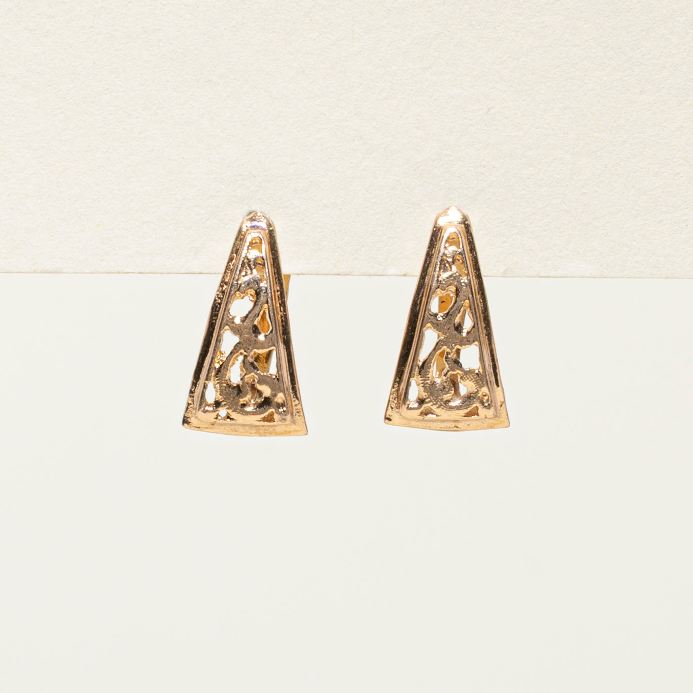 14k Rose Gold Openwork Triangle Earrings