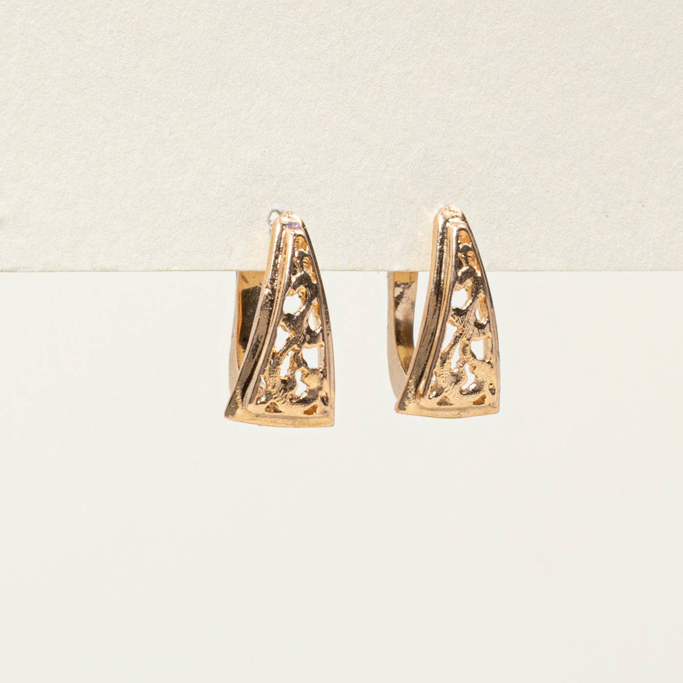 14k Rose Gold Openwork Triangle Earrings