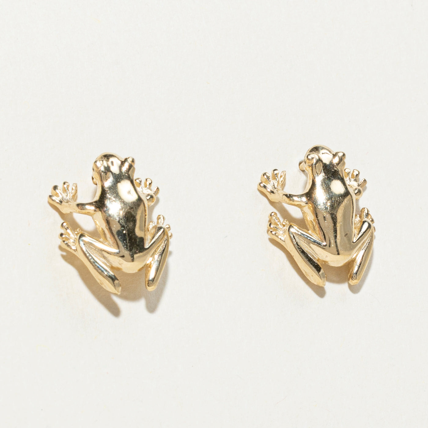 14k Yellow Gold Frog Stud Earrings