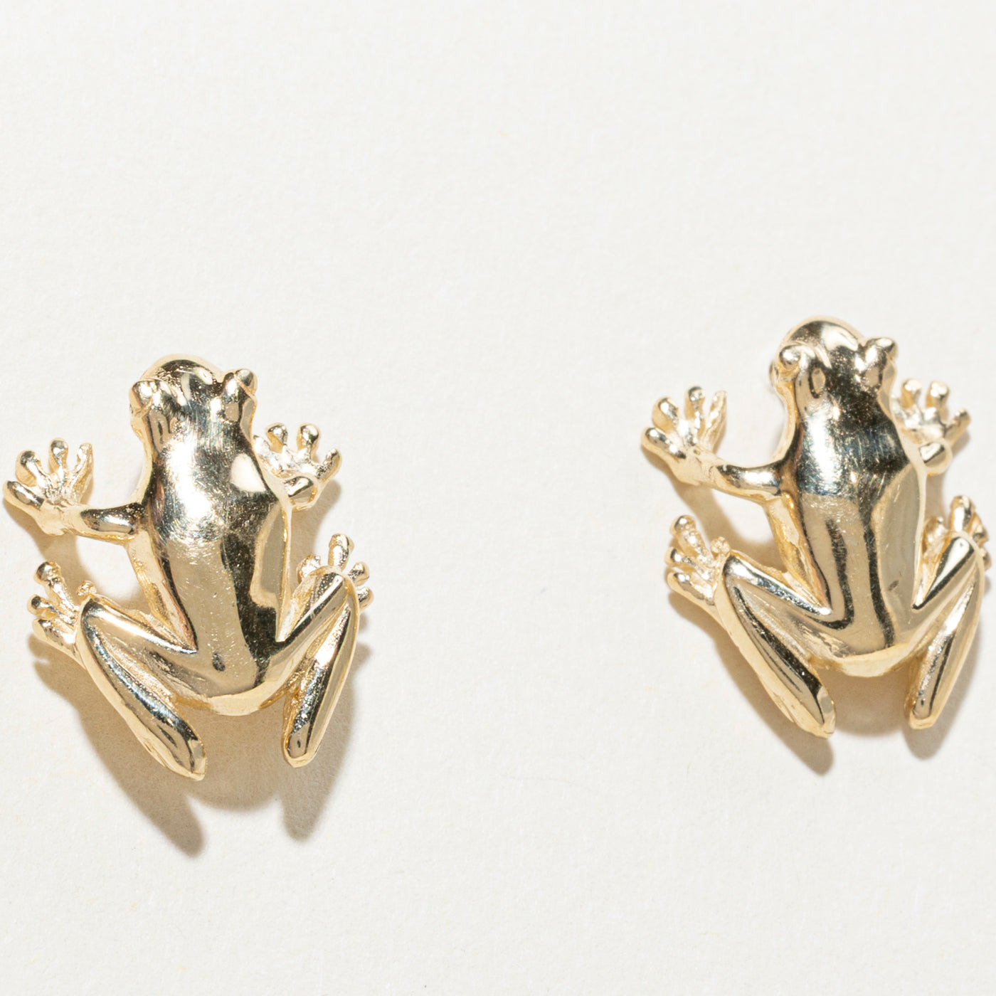 14k Yellow Gold Frog Stud Earrings