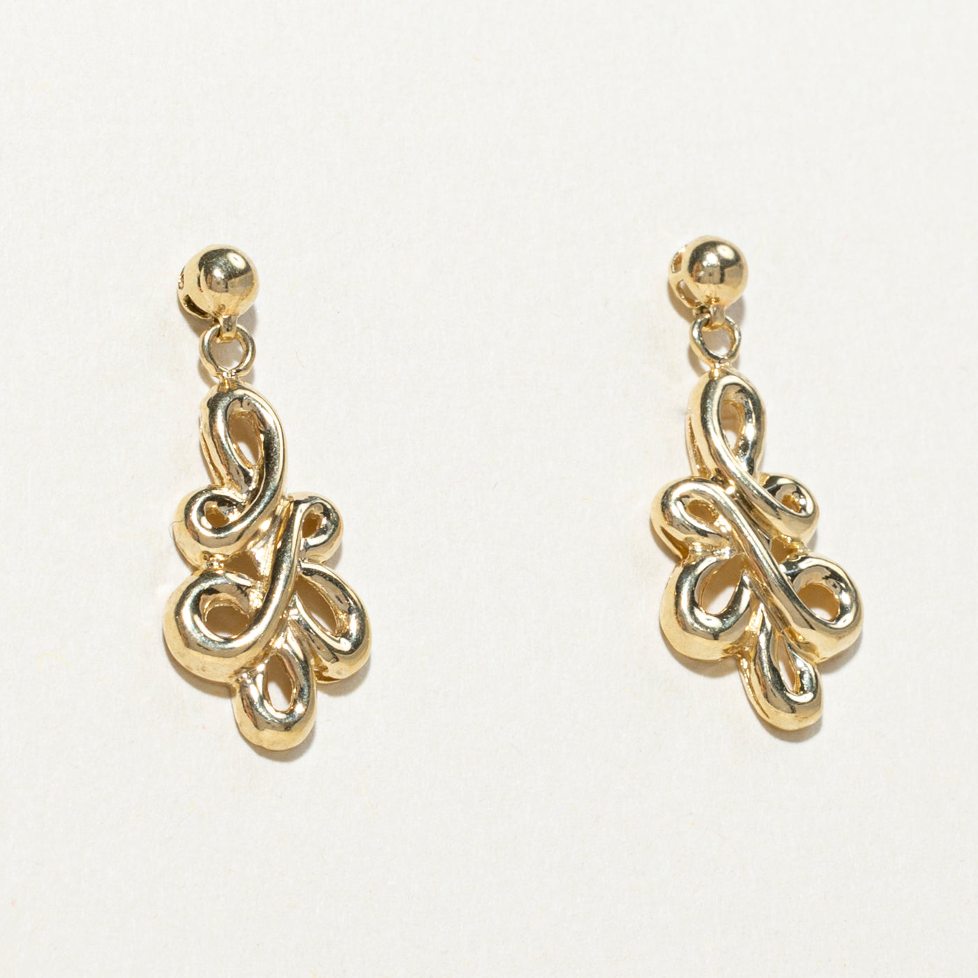 10k Yellow Gold Twisted Drop Earrings