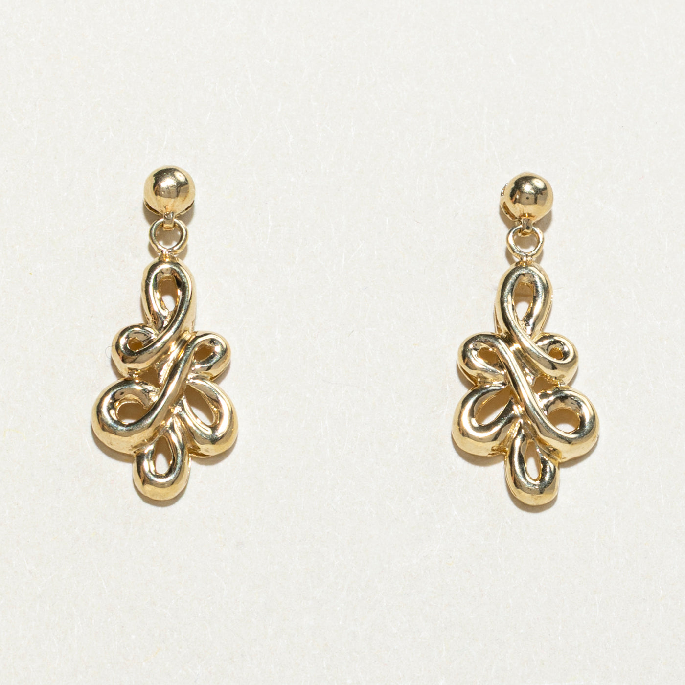 10k Yellow Gold Twisted Drop Earrings