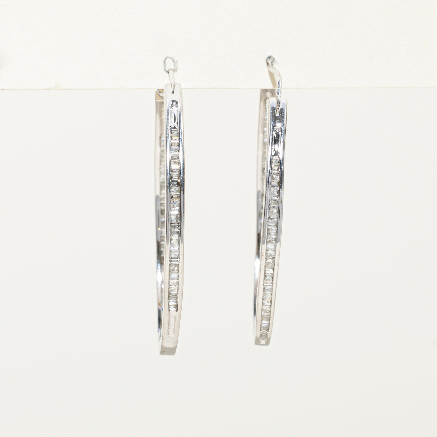 10k Channel Set Diamond Hoop Earrings | 0.32ctw
