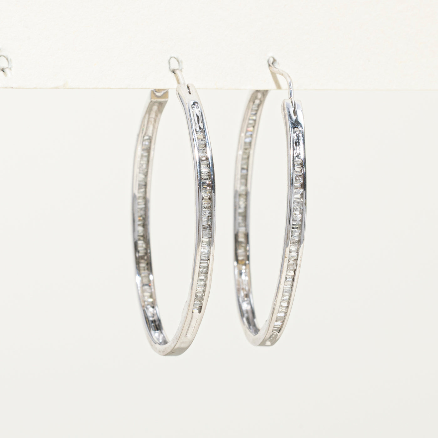 10k Channel Set Diamond Hoop Earrings | 0.32ctw