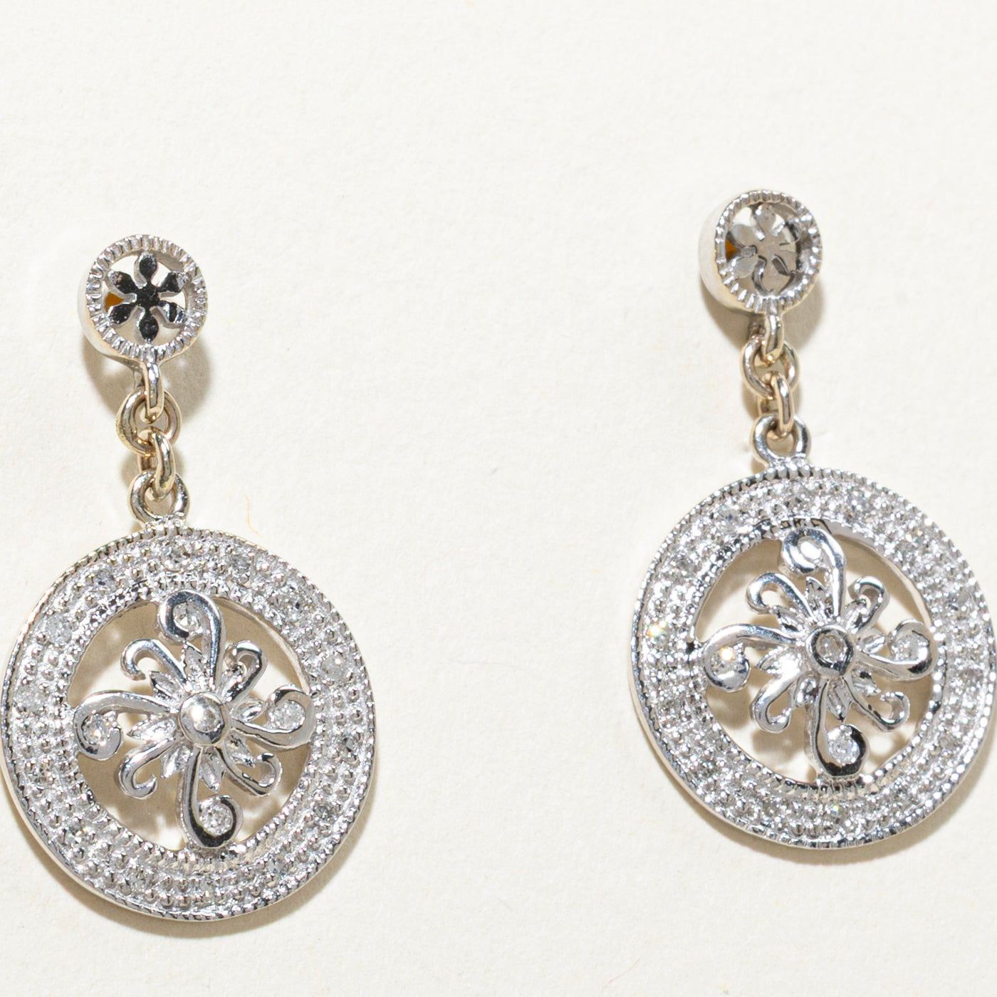 14K Diamond Cluster Dangle Earrings | 0.21ctw