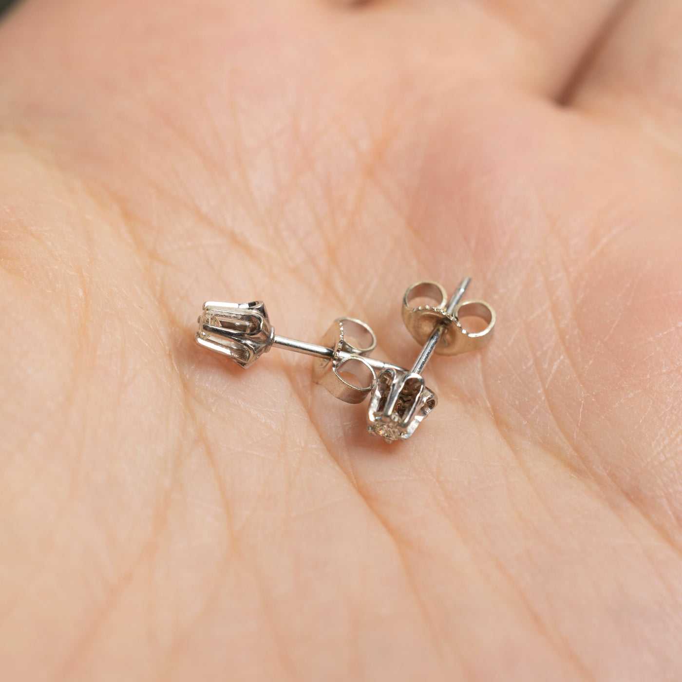14K Belcher Set Diamond Stud Earrings | 0.10ctw