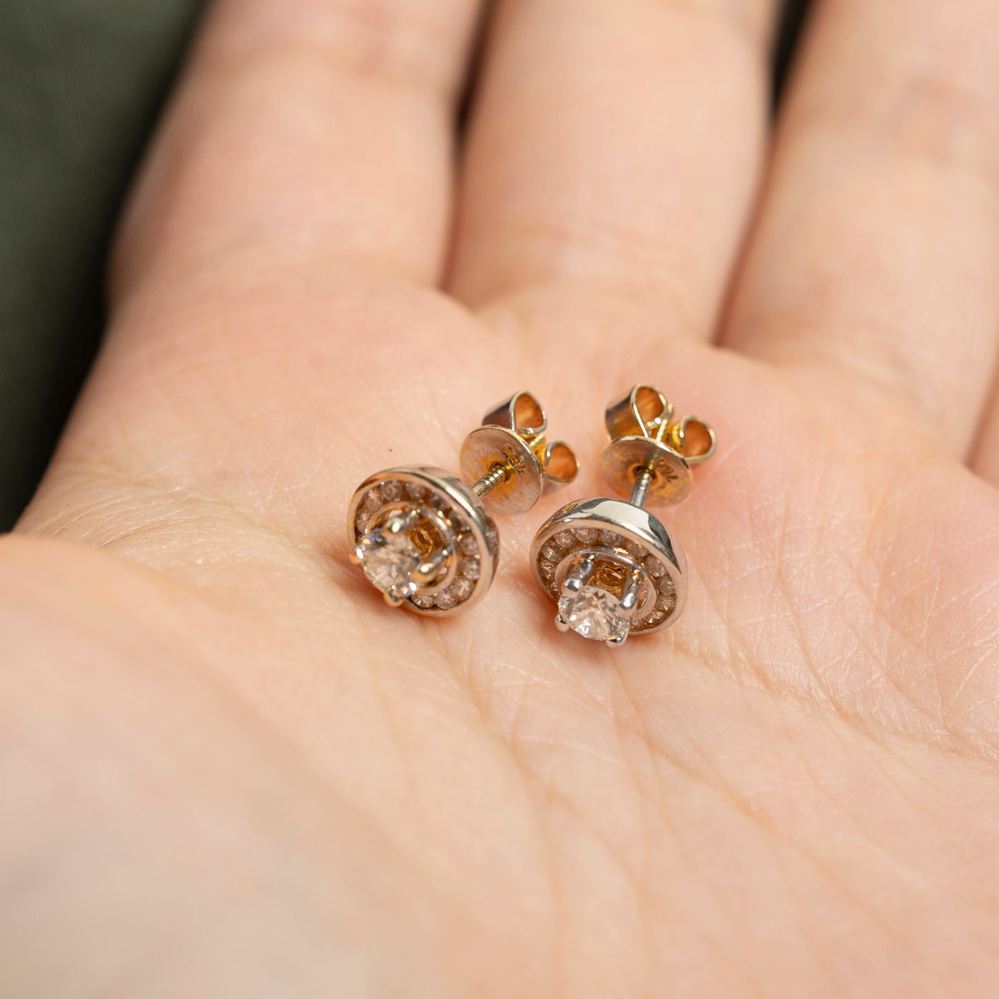 Diamond Halo Stud Earrings | 0.89ctw