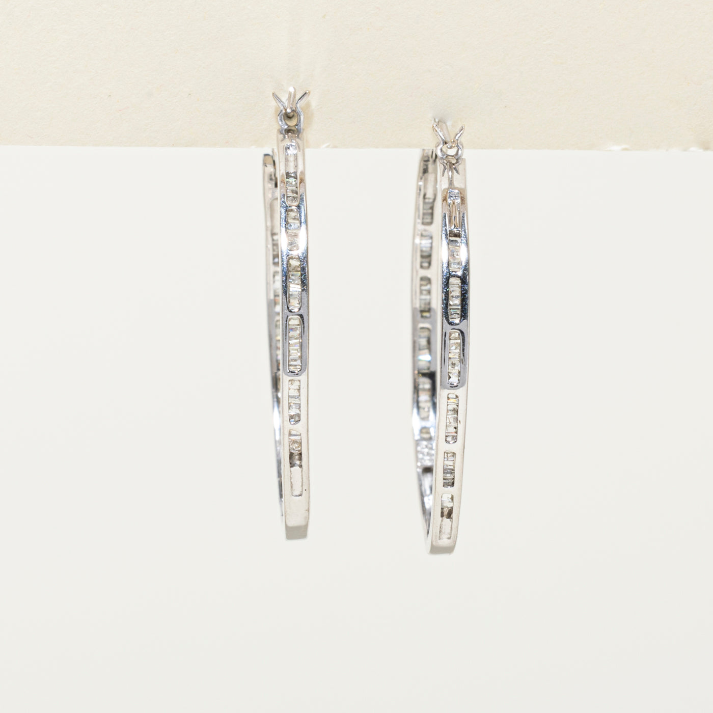 10k Channel Set Diamond Hoop Earrings | 0.32ctw