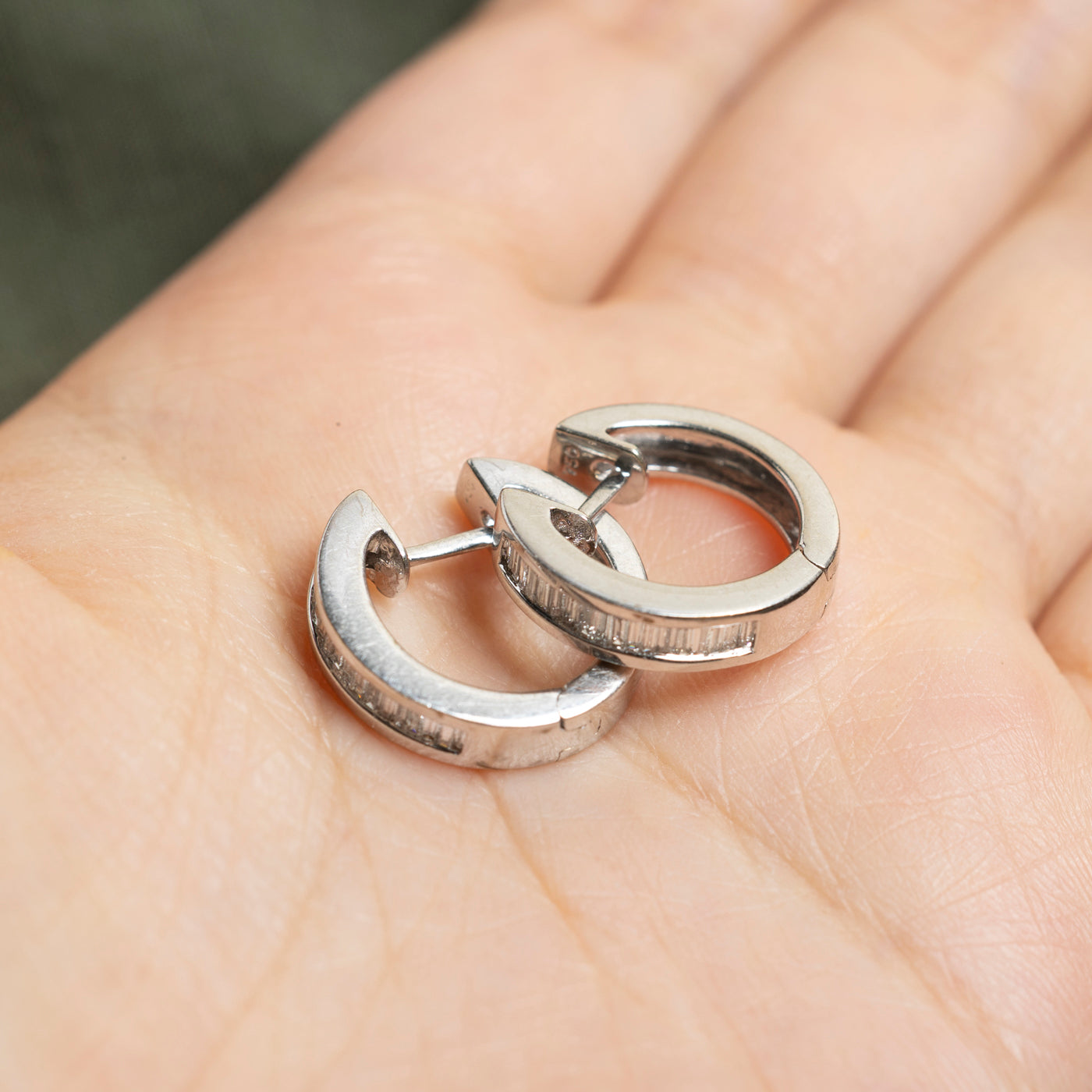 18K Baguette Cut Diamond Hoop Earrings | 0.36ctw