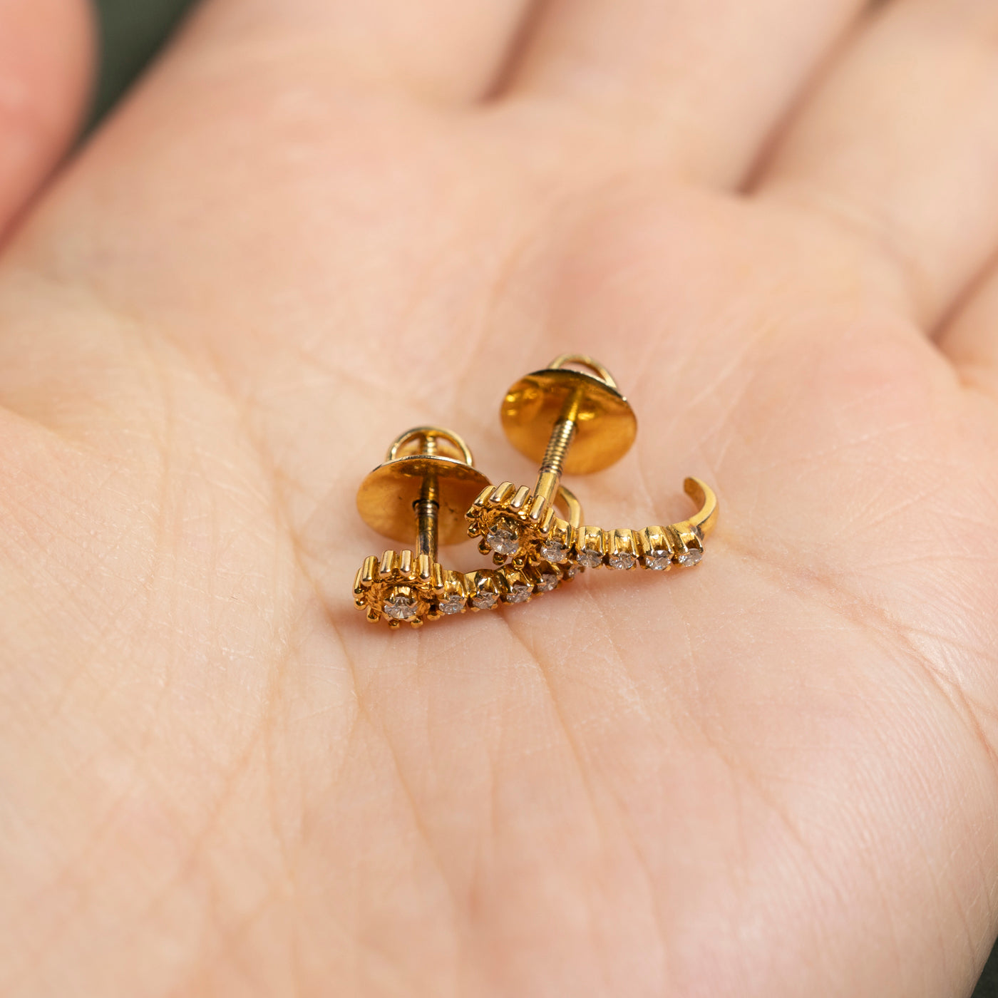 14K Diamond Half Huggie Earrings | 0.14ctw
