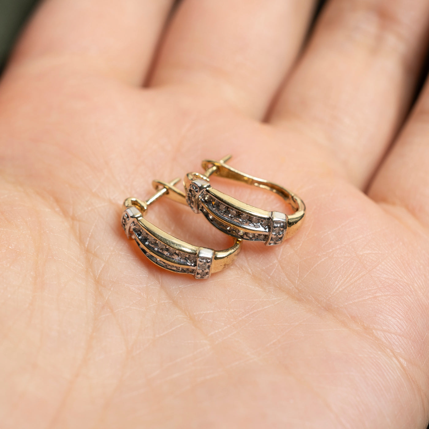 Two Row Diamond Huggie Earrings | 0.18ctw