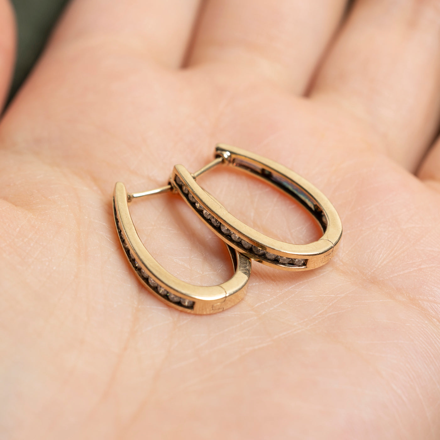 10K Channel Set Diamond Hoop Earrings | 0.50ctw