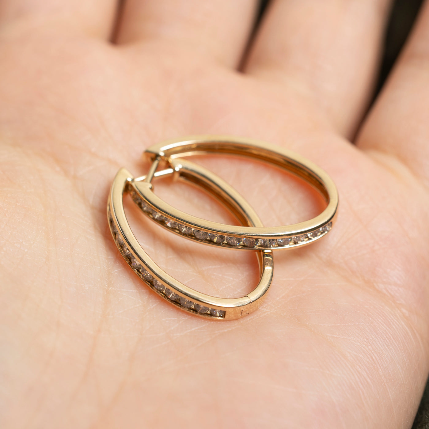 10K Channel Set Diamond Hoop Earrings | 1.05ctw