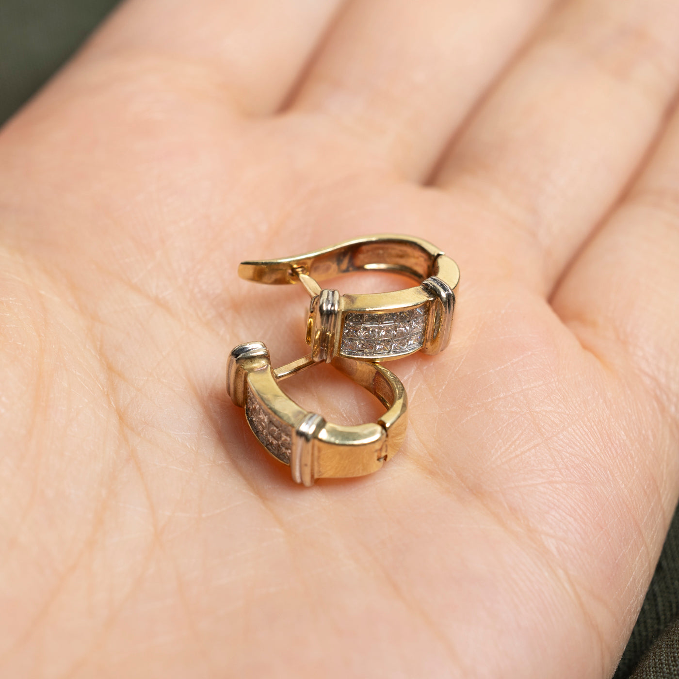 14K Invisible Set Diamond Huggie Earrings | 0.45ctw