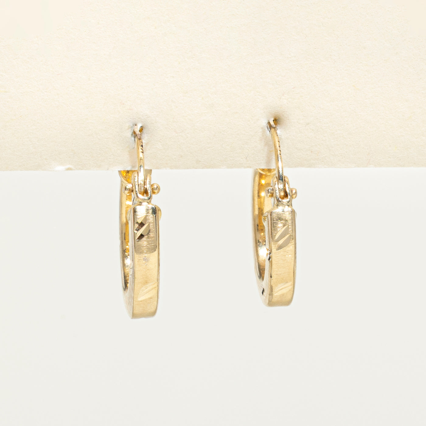 14k Yellow Gold Engraved Chunky Hoop Earrings