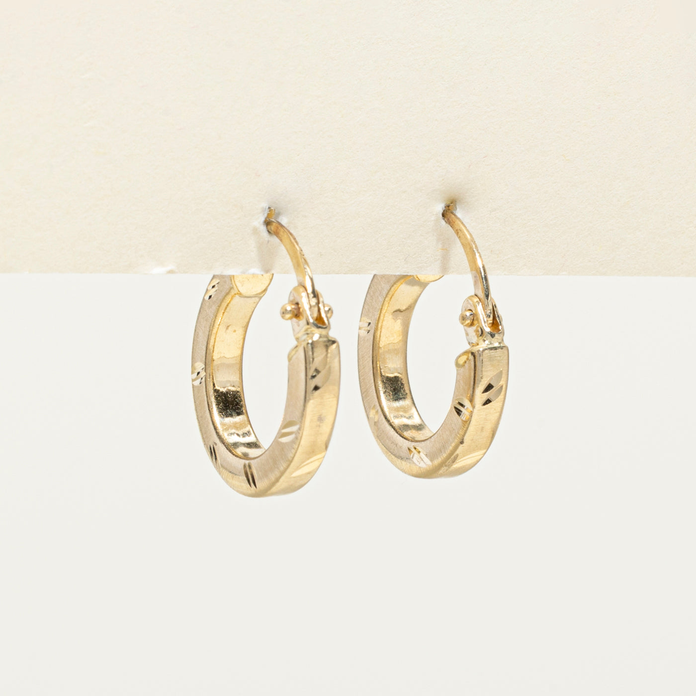 14k Yellow Gold Engraved Chunky Hoop Earrings