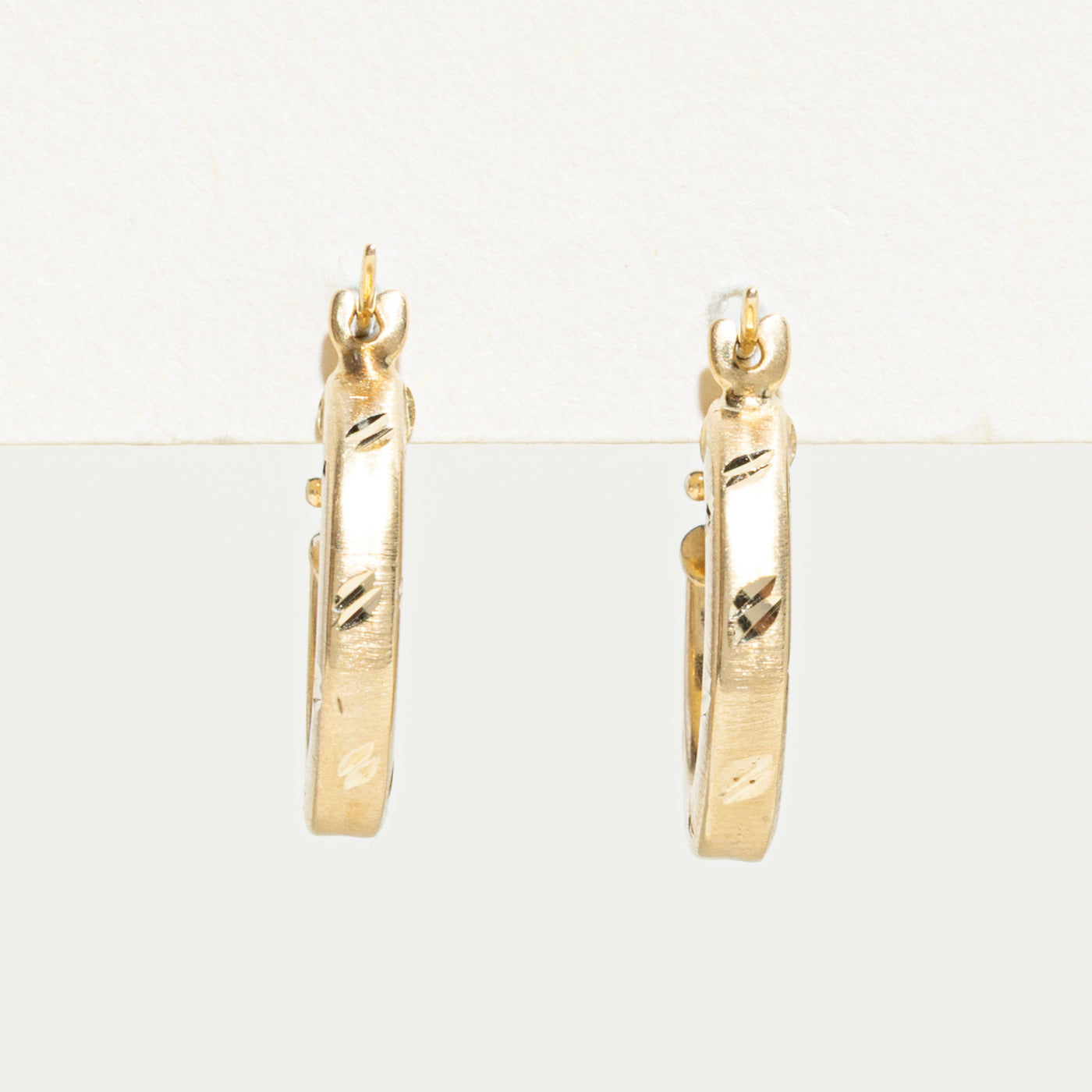 14k Yellow Gold Engraved Chunky Hoop Earrings