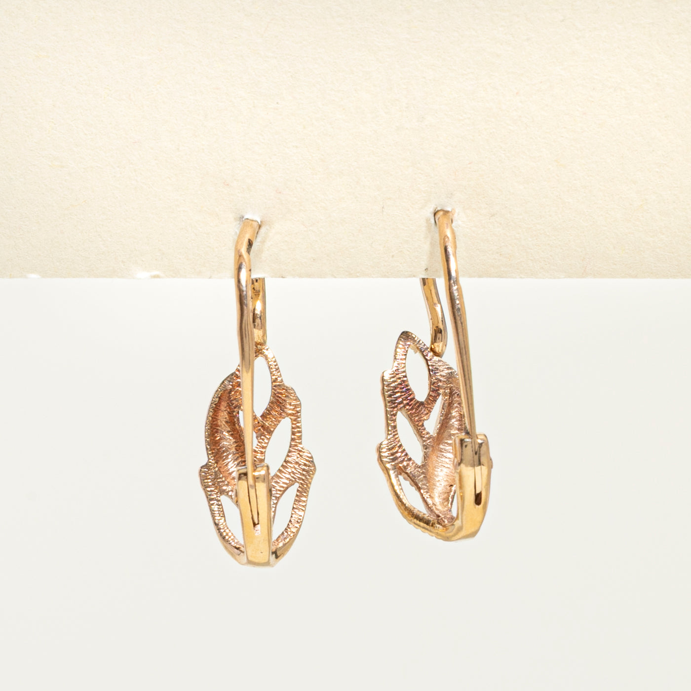 14k Rose Gold Leaf Design Earrings