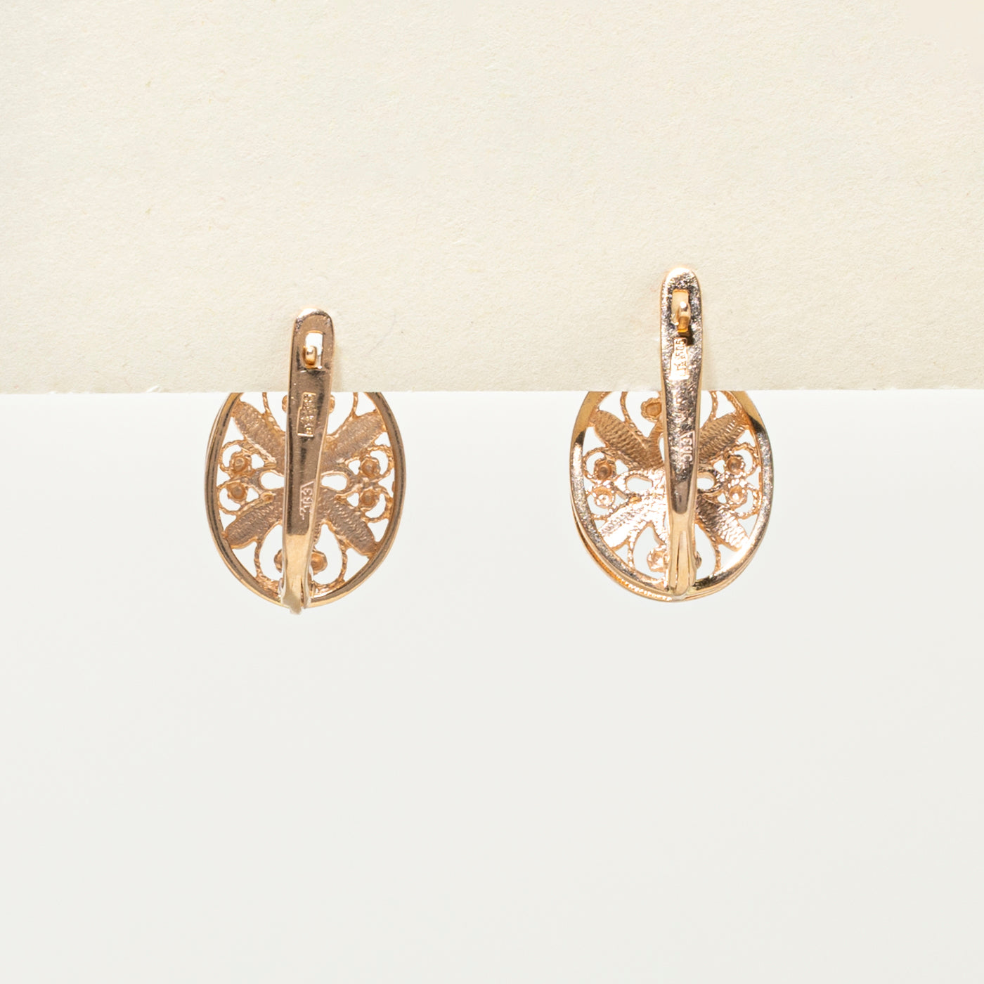 14k Rose Gold Openwork Oval Earrings