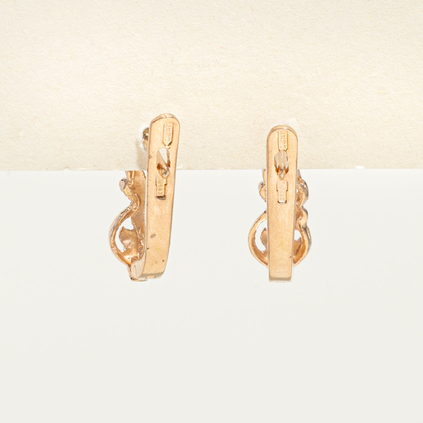 14k Rose Gold Ornate Leverback Earrings