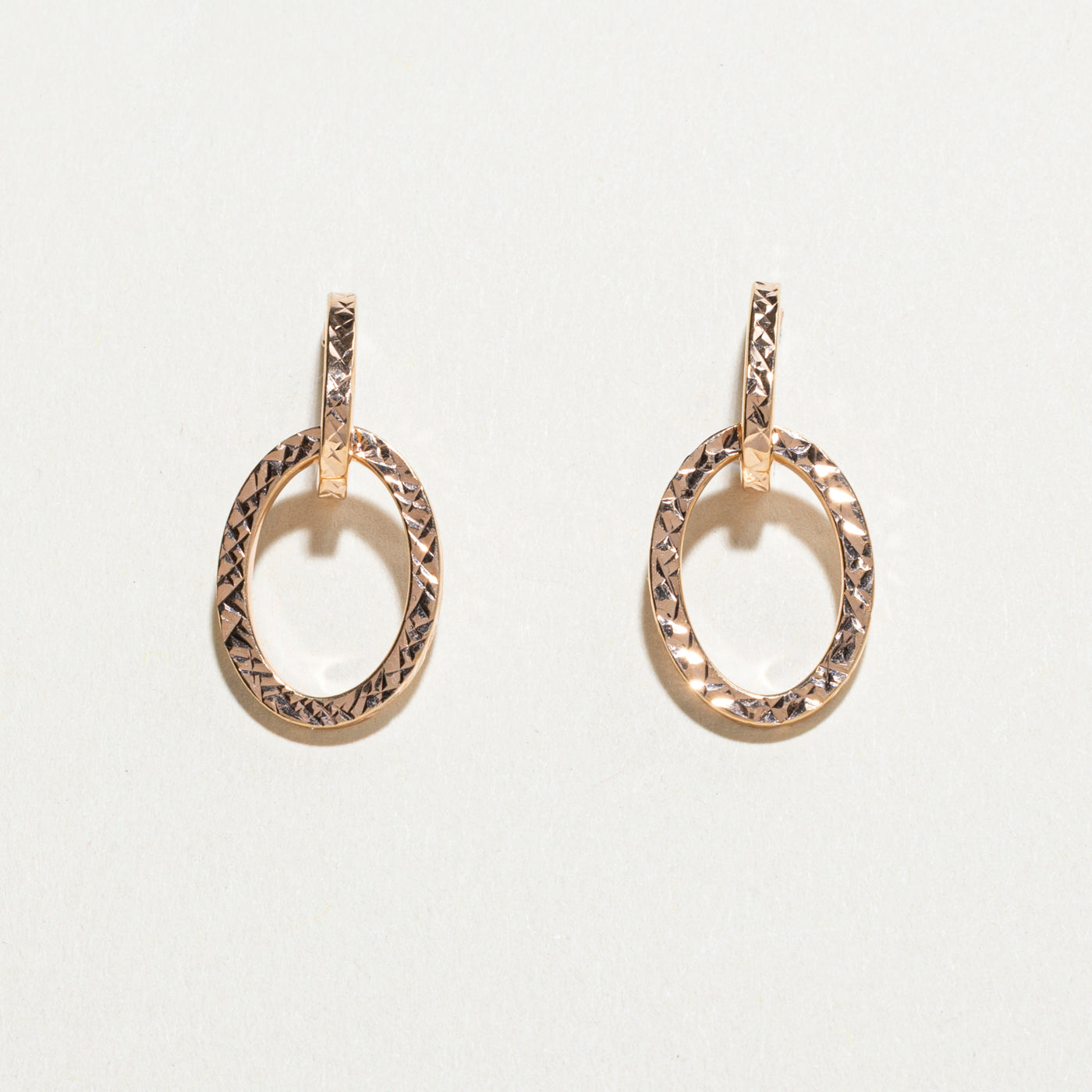 10k Rose Gold Oval Drop Earrings