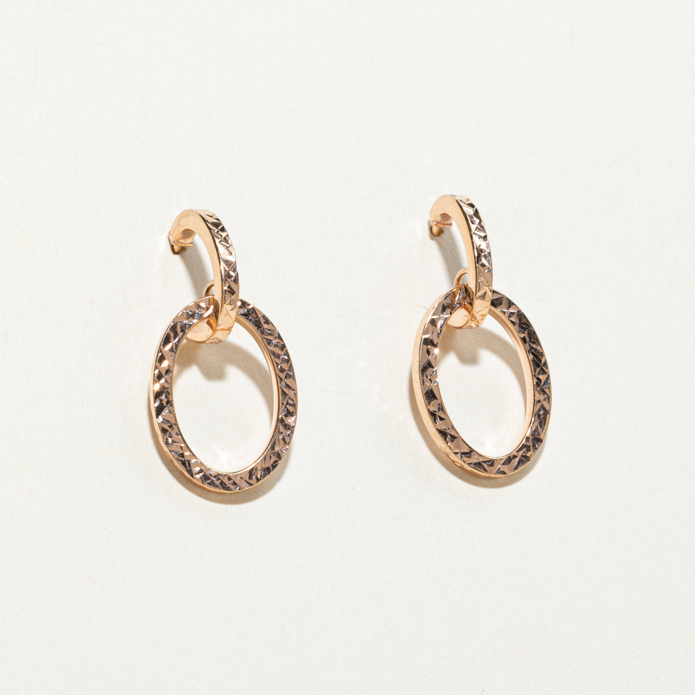 10k Rose Gold Oval Drop Earrings