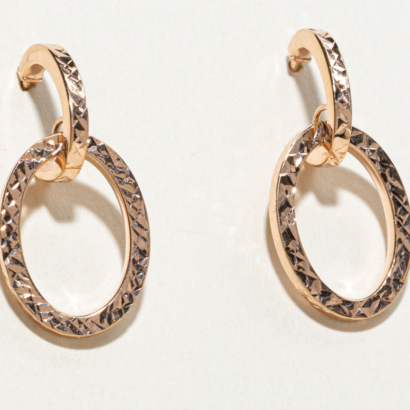 10k Rose Gold Oval Drop Earrings