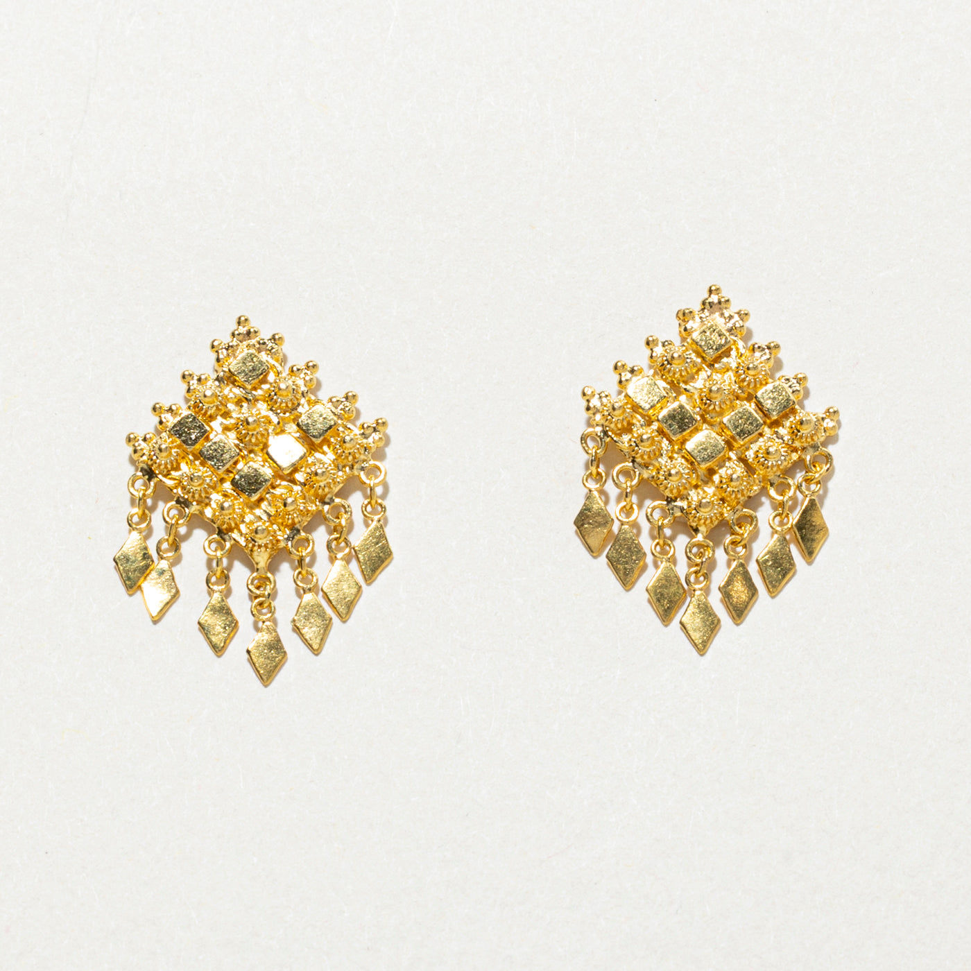 22k Yellow Gold Textured Dangling Earrings
