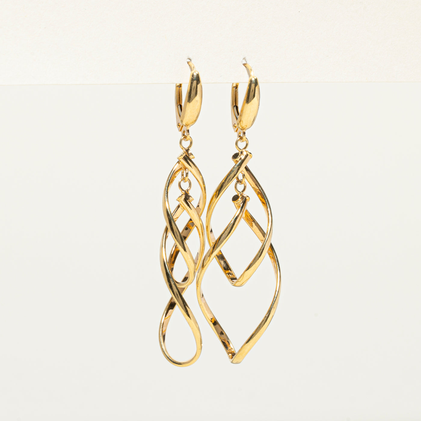 14k Yellow Gold Interlocking Drop Earrings