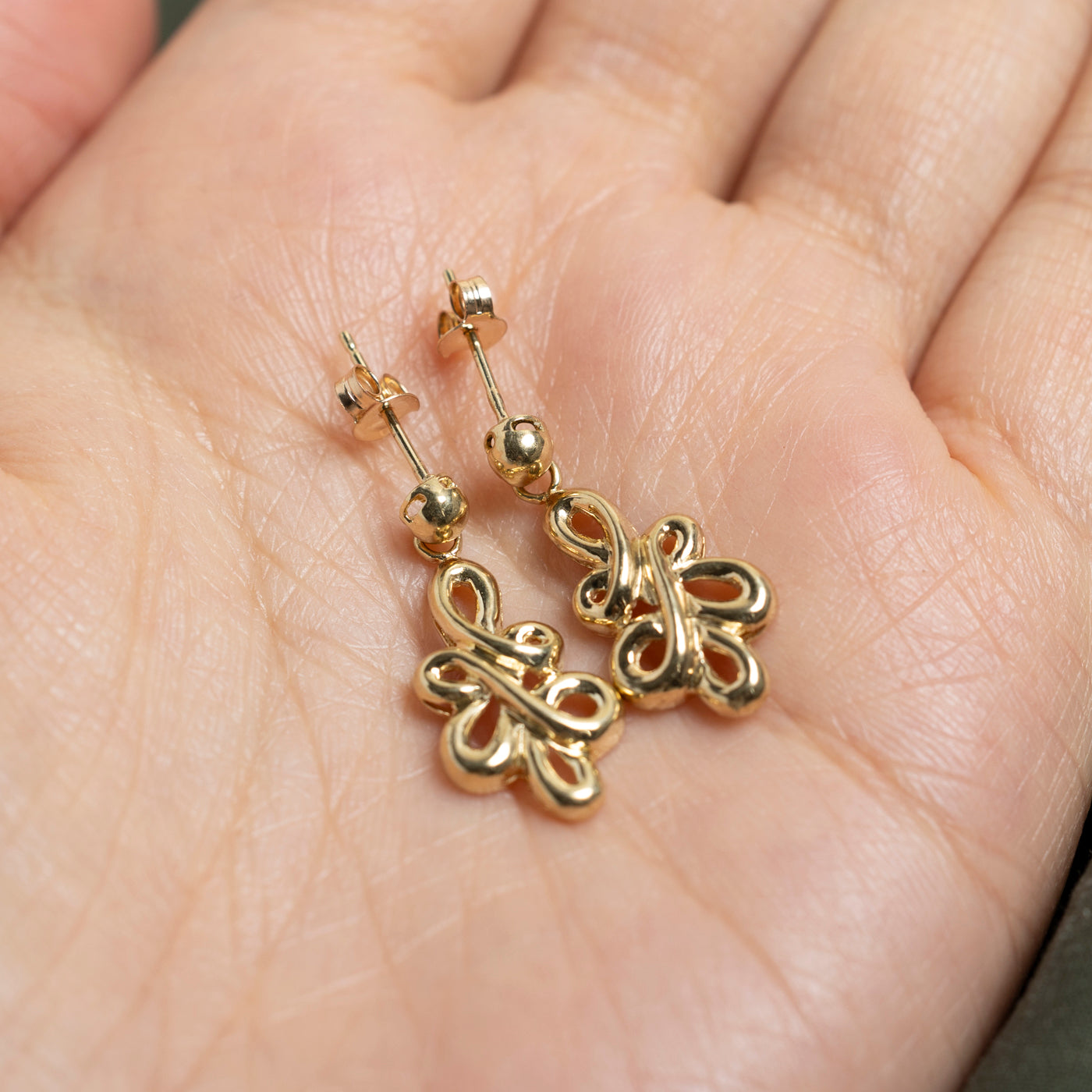 10k Yellow Gold Twisted Drop Earrings