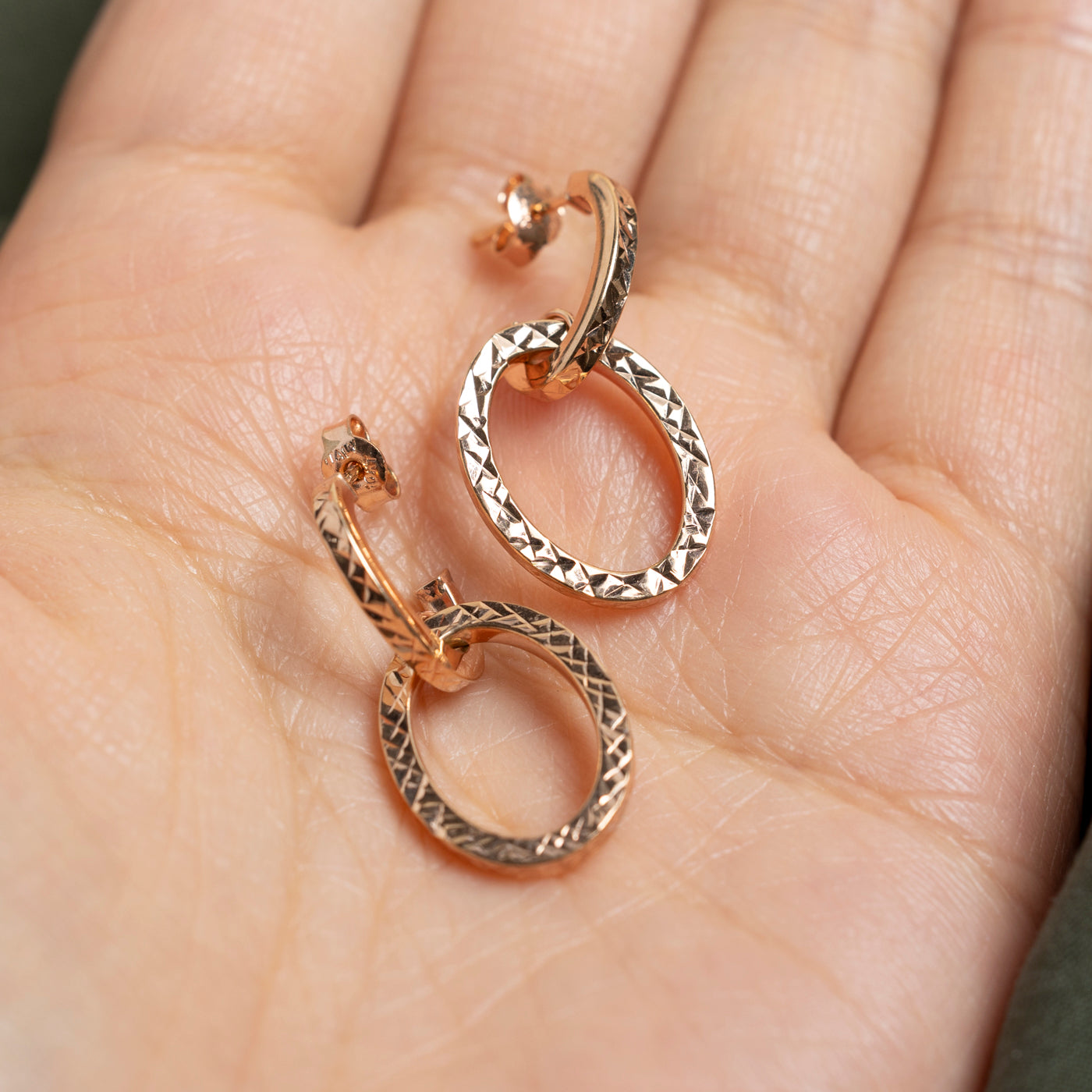 10k Rose Gold Oval Drop Earrings