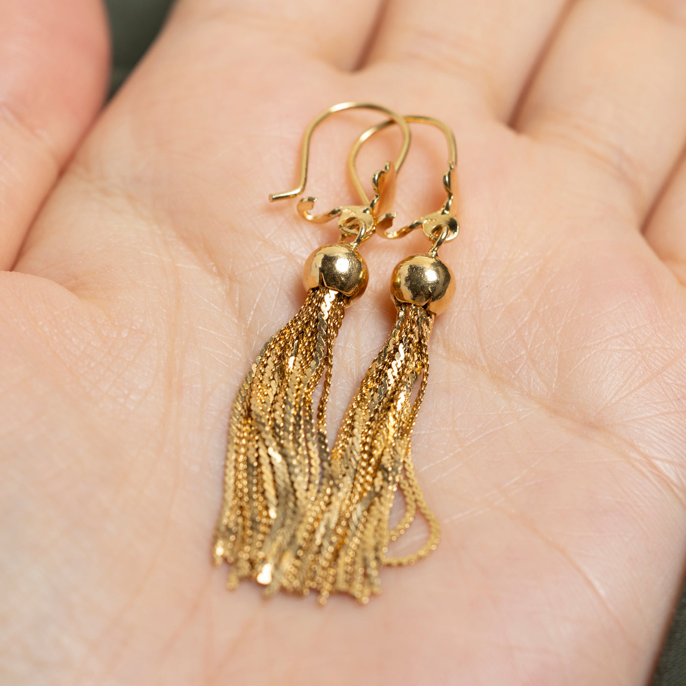 18k Yellow Gold Tassle Drop Earrings