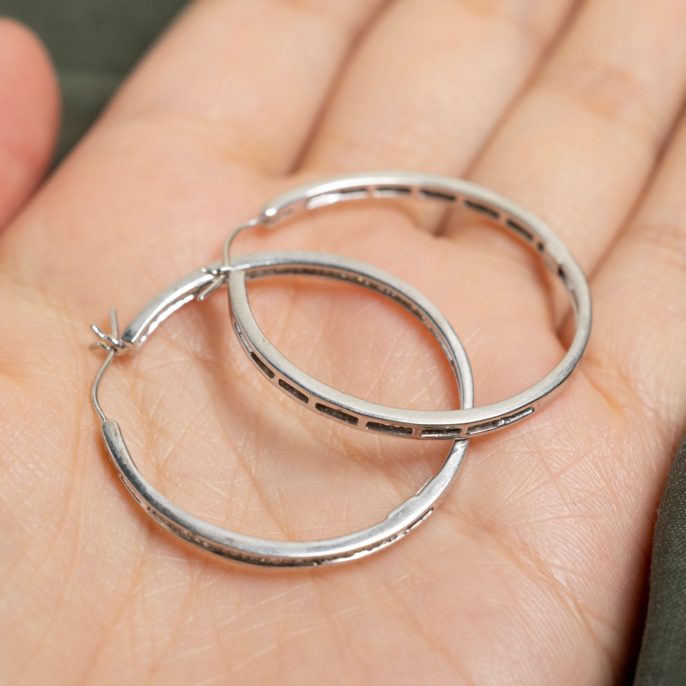 10k Channel Set Diamond Hoop Earrings | 0.32ctw