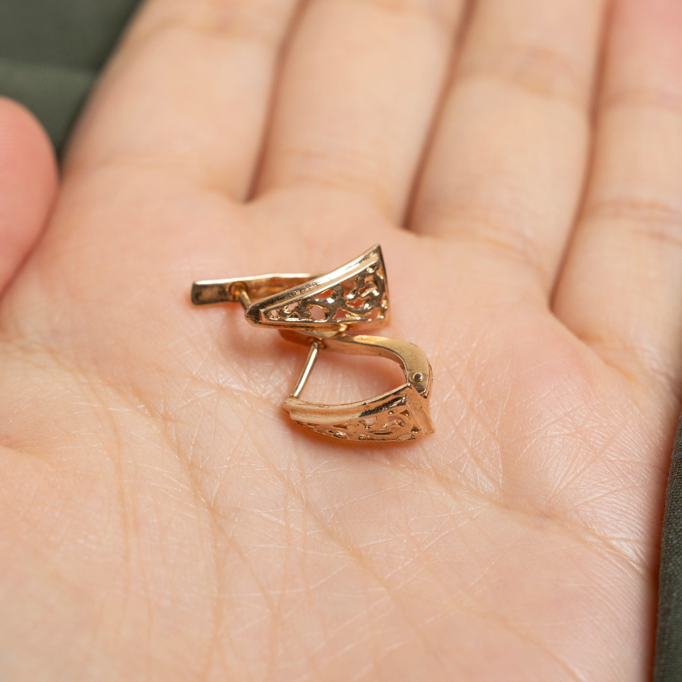 14k Rose Gold Openwork Triangle Earrings
